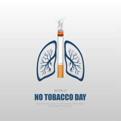 World No Tobacco Day Post and greeting card with cigarette background. Creative design idea for poster, banner vector illustration.