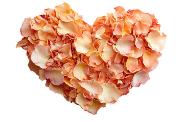 A beautiful heart shape created from delicate peach rose petals, symbolizing love and romance in floral arrangements.
