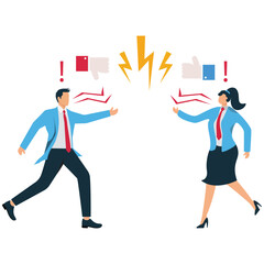 Conflict and argument between colleagues or people concept