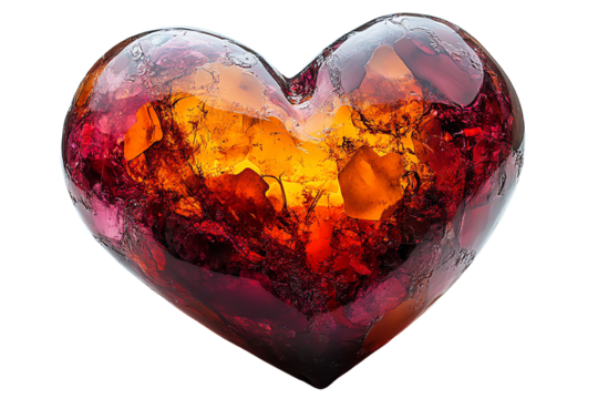 A stylized heart design made from colorful resin, symbolizing love and passion, perfect for various creative projects.