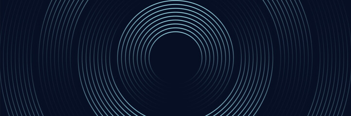 Blue abstract background with glowing circles. Swirl circular lines pattern. Geometric spiral. Twirl element. Modern graphic design. Futuristic technology concept. Vector illustration.