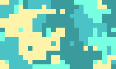 Abstract pixel art background.  Cool, calming pastel teal and beige colors create a dynamic, seamless pattern ideal for website banners, social media graphics, or modern textile designs.