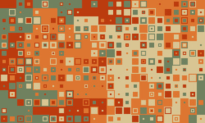 Abstract geometric pattern with warmtoned squares, ideal for backgrounds, textures, or modern design projects.  Evokes feelings of warmth, energy, and complexity.