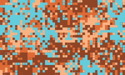 Abstract pixel art background.  Earthy tones and aqua blend in a digital mosaic, perfect for website banners, tech presentations, or modern design projects.
