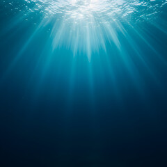 Underwater Blue Background Illustration With Sunlight Rays and Ocean Water