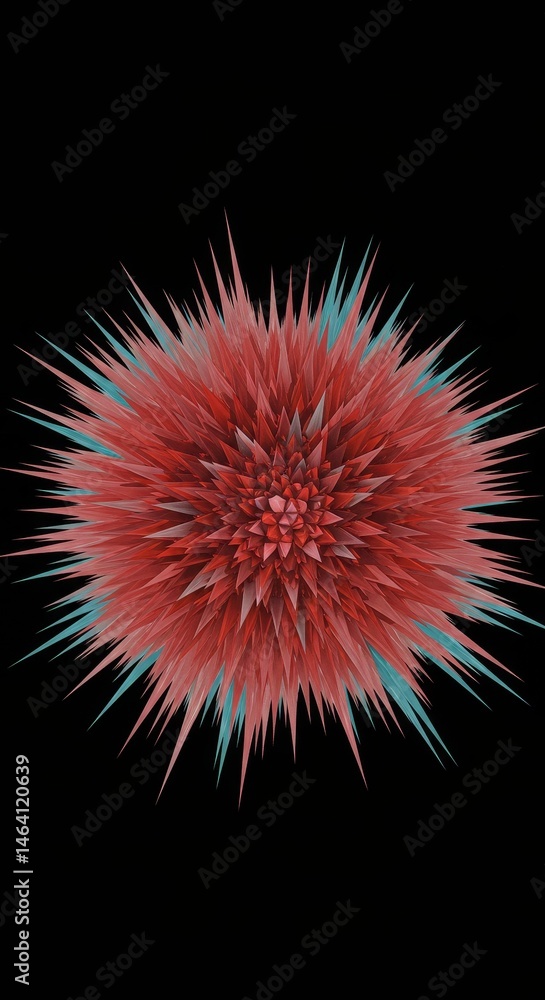 Poster vibrant 3d pixelated sphere explosion on dark background rendering