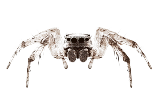 A detailed illustration of a spider showcasing its features and characteristics.