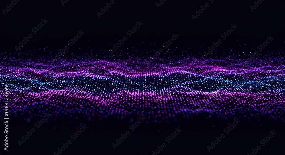 Poster vibrant purple blue wave abstract background with particle data design