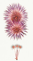 Vibrant Red Firework Display Against a Neutral Background