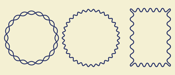 Big vector set of wavy decorative frames in hand-drawn style. A collection of elegant, curvy label borders perfect for invitations, greeting cards, packaging, and vintage-inspired designs.