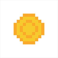Fototapeta premium Coin. Money. Gold. Wine. Game elements. Retro 8 bit icons for old school platformer video game. Pixel art. Vector illustration isolated on white background.
