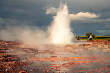 Strokkur geyser in Golgen Circle Iceland