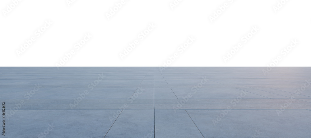 Poster 3d rendering empty concrete floor on bright white background for product placement