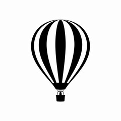 Fototapeta premium Striped Hot Air Balloon Black and White Icon