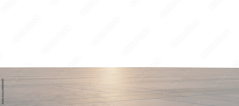 Aufkleber 3d rendering empty concrete floor reflecting sunlight with white background