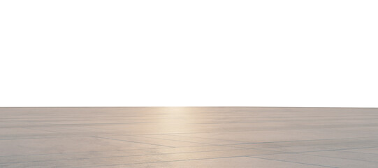 3d rendering empty concrete floor reflecting sunlight with white background