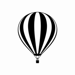 Obraz premium Striped Hot Air Balloon Black and White Icon