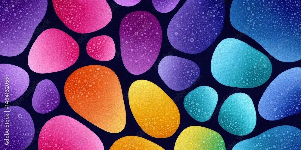 Poster vivid watercolor abstract design featuring colorful organic shapes and textures creating a playful a