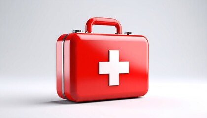 Obraz premium Red First Aid Kit with White Cross