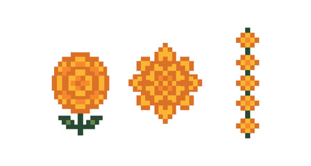 Pixel art of hindu deities: lakshmi, vishnu, and ganesha in vibrant colors