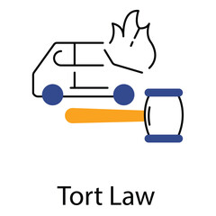 Tort Law Icon with Legal Justice Symbol vector design