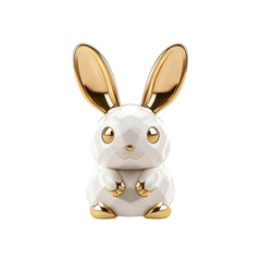 Obraz premium Elegant White and Gold Facetted Rabbit Figurine