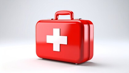 Obraz premium Red First Aid Kit with White Cross