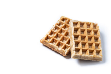 Belgian Waffles isolated on white background. Copy space