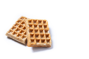 Belgian Waffles isolated on white background. Copy space