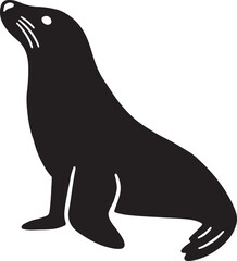 seal on the beach, seal silhouette vector illustration, Seal vector icon