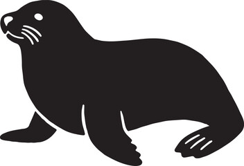 seal on the beach, seal silhouette vector illustration, Seal vector icon
