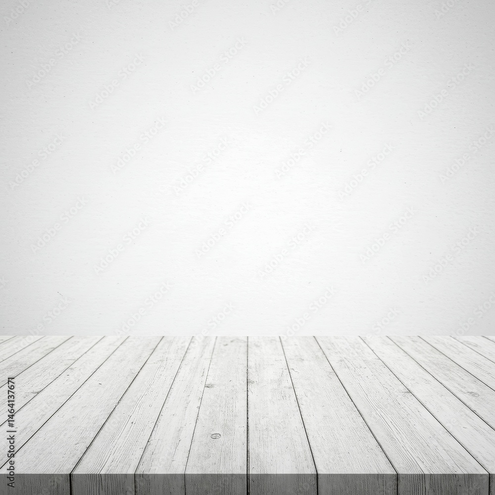 Poster white wooden table background texture clean empty plank pattern