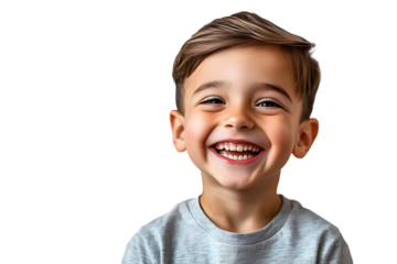 Happy boy smiling and laughing, isolated on transparent background