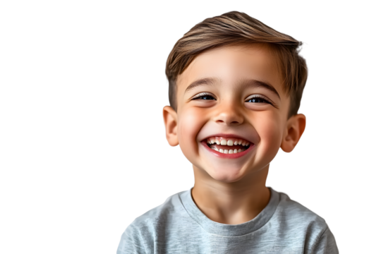 Happy boy smiling and laughing, isolated on transparent background