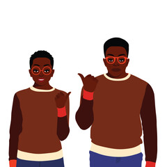 Afro black woman and man in elegant art style vector