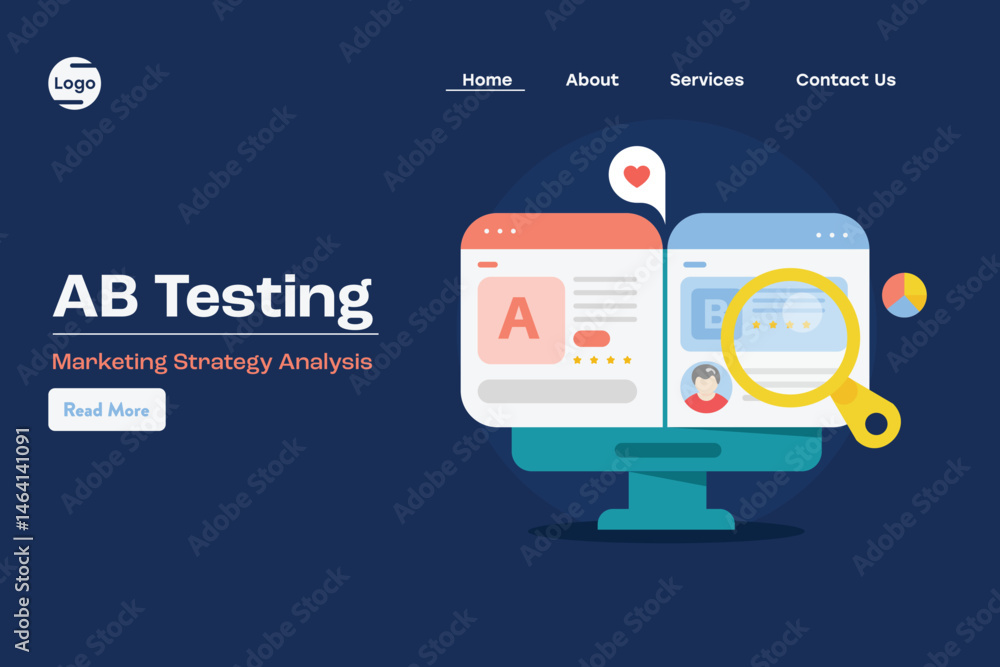 Poster data-driven a/b testing on split screens for smarter website performance decisions. compare two webs
