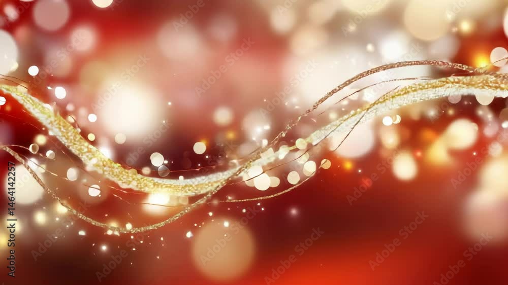 Aufkleber abstract festive red and gold bokeh background with sparkling lights.