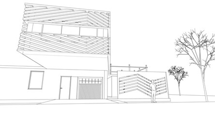 Fototapeta premium modern modular house 3d illustration 