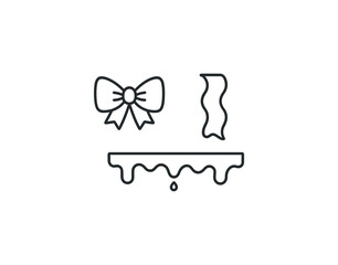 Fototapeta premium Minimalist line art of bow and dripping element with wave pattern