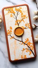 Orange Floral Phone Case Mockup with Wax Seal and Dried Flowers