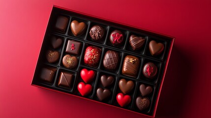 Gourmet Chocolate Assortment in Elegant Red Box Perfect for Valentine's Day Gift