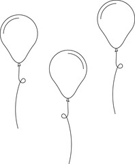 Balloon in line style. Bunch of balloons for birthday or party. Flying balloon with rope. Flat icon illustration isolated on white background. © Volodymyr2