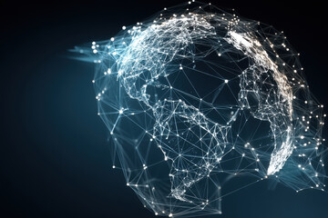 Abstract digital earth network connection glowing nodes global world