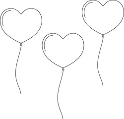 Balloon in line style. Bunch of balloons for birthday or party. Flying balloon with rope. Flat icon illustration isolated on white background. © Volodymyr2