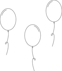 Balloon in line style. Bunch of balloons for birthday or party. Flying balloon with rope. Flat icon illustration isolated on white background. © Volodymyr2