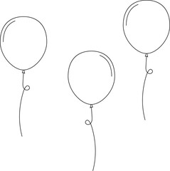 Balloon in line style. Bunch of balloons for birthday or party. Flying balloon with rope. Flat icon illustration isolated on white background. © Volodymyr2