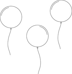Balloon in line style. Bunch of balloons for birthday or party. Flying balloon with rope. Flat icon illustration isolated on white background. © Volodymyr2