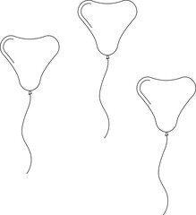 Balloon in line style. Bunch of balloons for birthday or party. Flying balloon with rope. Flat icon illustration isolated on white background. © Volodymyr2