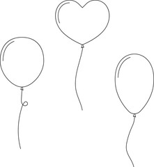 Balloon in line style. Bunch of balloons for birthday or party. Flying balloon with rope. Flat icon illustration isolated on white background. © Volodymyr2