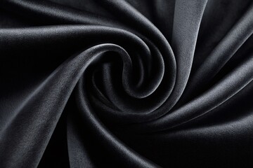 Fototapeta premium Smooth elegant black satin fabric forming a spiral shape, creating a luxurious and sensual background